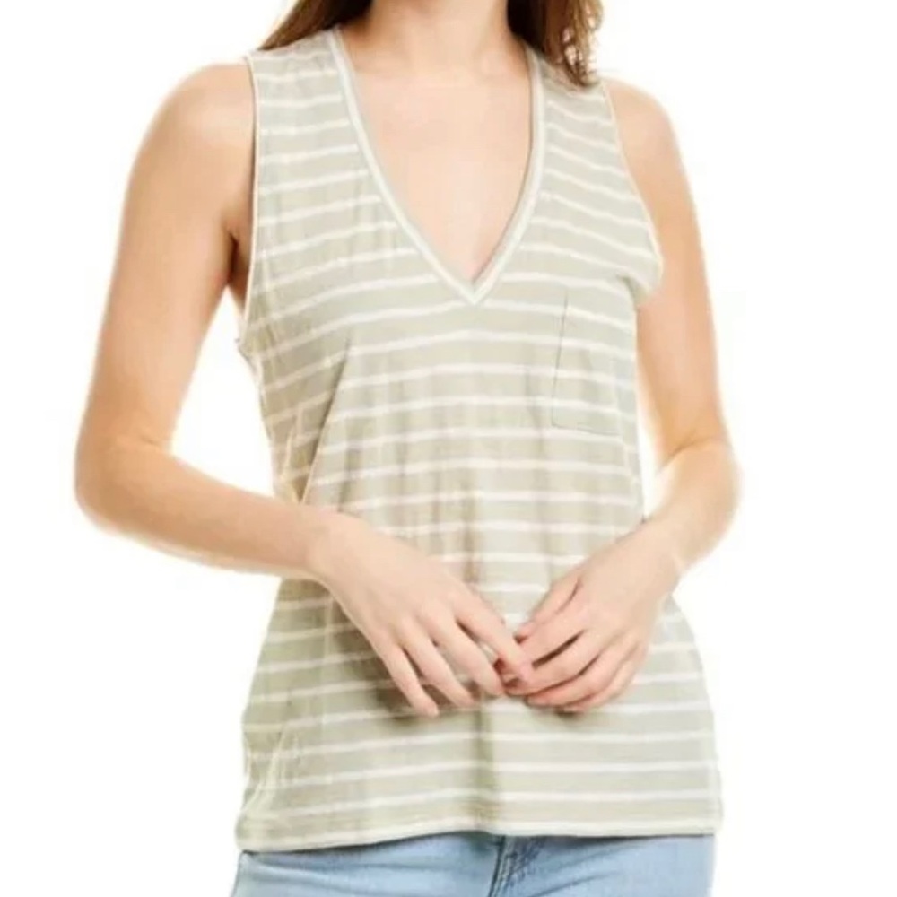 Madewell Striped V-Neck Pocket Tank